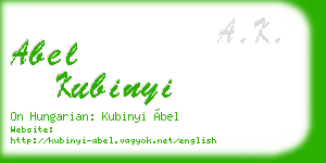 abel kubinyi business card