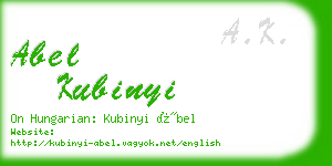 abel kubinyi business card